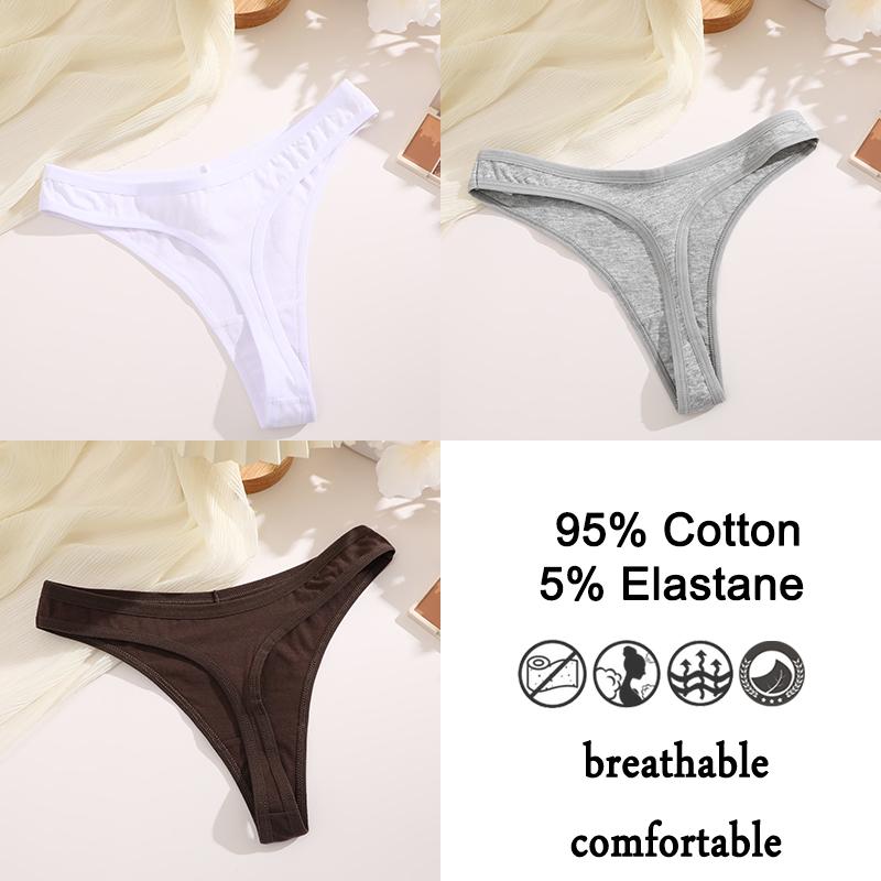 3шт/комплект хлопковые трусики стринги женские трусики сексуальное нижнее белье женское нижнее белье стринги для женщин однотонные интимные трусики