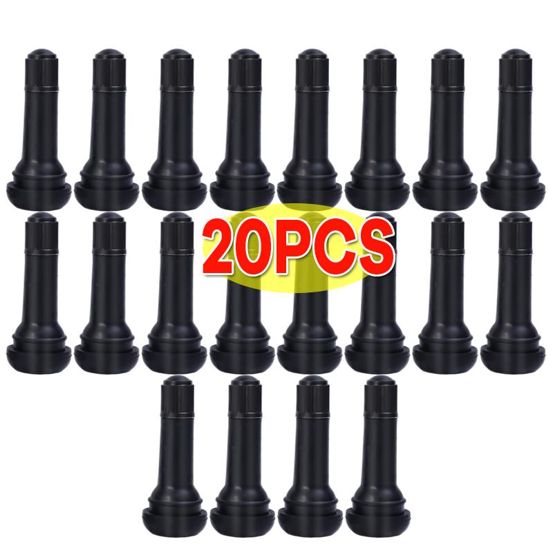 TR414 Tubeless Car Wheel Tire Valve Stems with Dust Caps Black Rubber Caps Tyre Rubber Valves with 20/4 Sets Stems Accessories