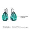 12*8 Mm Sky Blue Topaz Green Emerald 925 Silver Hypoallergenic Water Drop Earrings