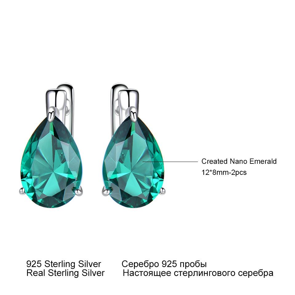 12*8 Mm Sky Blue Topaz Green Emerald 925 Silver Hypoallergenic Water Drop Earrings