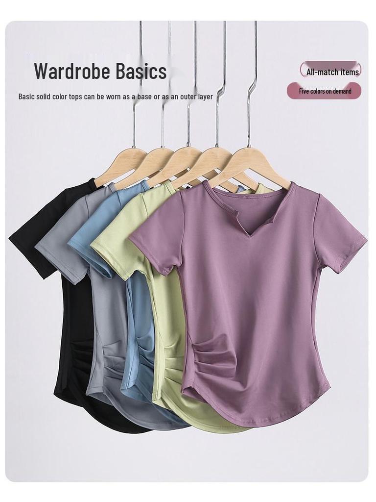 Women's Quick-Dry Slimming Yoga T-Shirt - Breathable Short Sleeve Running & Fitness Top