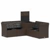 Sofa Set 5 pcs. Brown and Cream White Poly Rattan and Steel