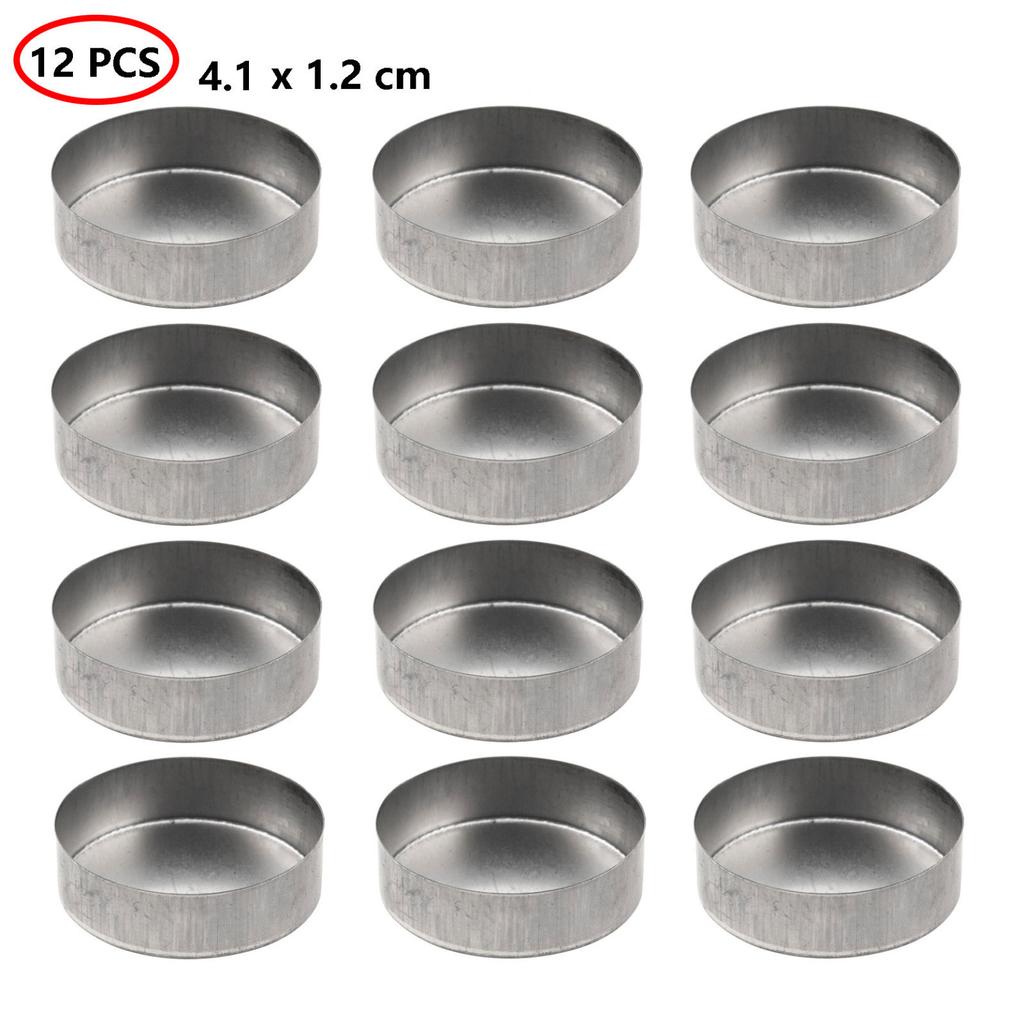12 Pcs Mini Candle Jars Round Metal Candle Cups Tea Light Tins DIY Tealight Holders Home Decor DIY Handmade Candle Containers