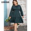 Spring and Autumn Women's Dress Plus Size Printed Long Sleeve Dresses