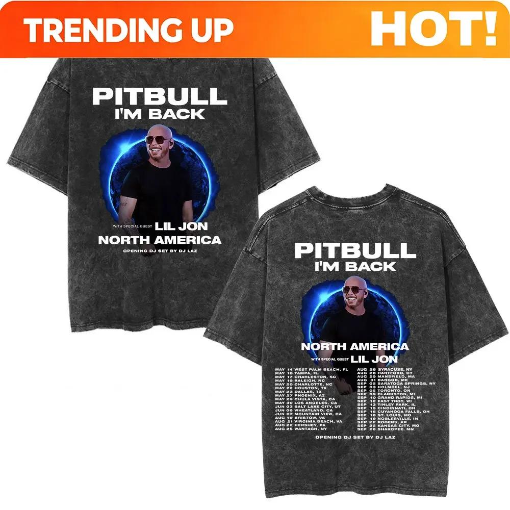 Customization Shirt Vintage Washed Rapper Pitbull I'm Back Tour 2026 T Shirt North America Concert T-Shirt Unisex Clothing Music