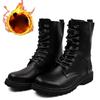 Мужские высокие зимние ботинки, непромокаемые утепленные теплые кожаные зимние ботинки на меховой подкладке, нескользящие резиновые походные ботинки, повседневные уличные ботинки