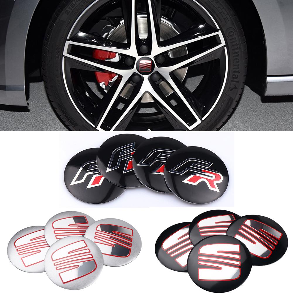 For SEAT FR Arona 6l 6j Cupra Leon Mk3 Mk2 Ibiza Ateca Altea 4Pcs 56/60mm Car Wheel Center Covers Decoration Sticker Replacement