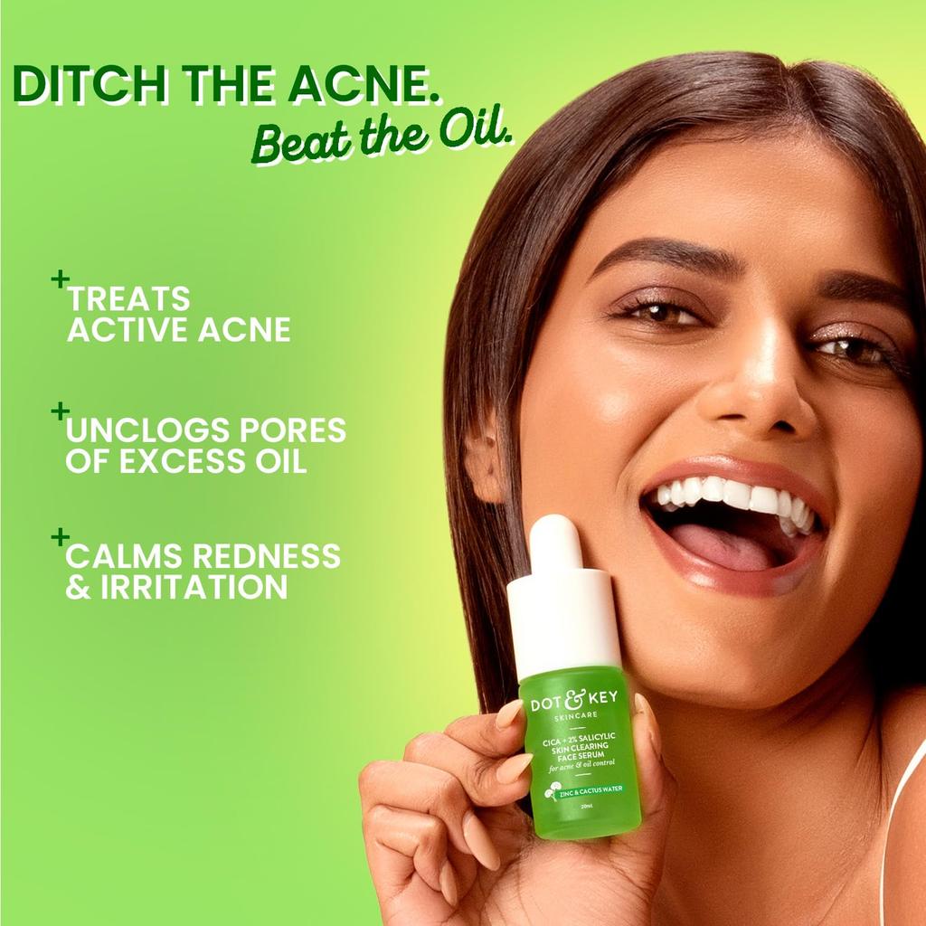 Dot & Key 2% Salicylic Acid + Cica Anti Acne Serum with Zinc for Oily & Sensitive Skin 20 ml