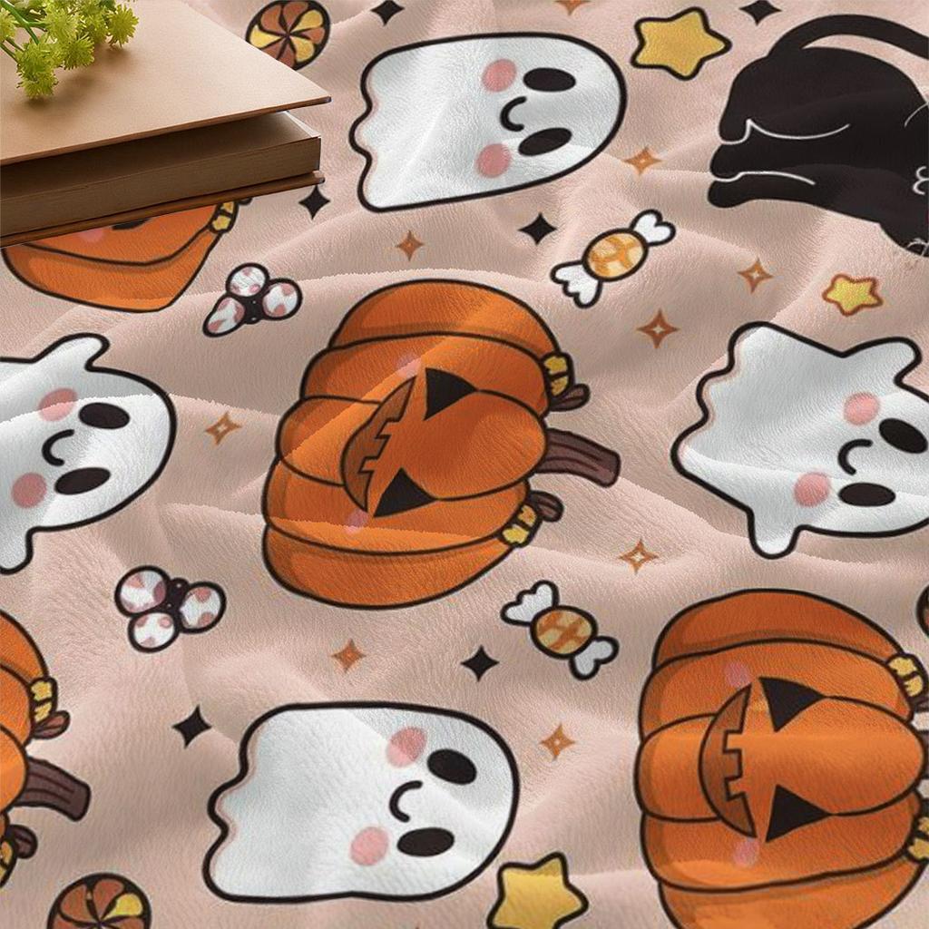 Halloween pumpkin ghost Printed Blanket for Sofa Travel Camping Living Room Office Conditioning Blanket for All Seasons Gifts