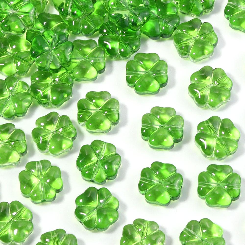 50pcs/lot 10mm Colorful Four-leaf Clover Shape Lampwork Beads For Jewelry Making Loose Spacer Glass Beads DIY Bracelet Earrings