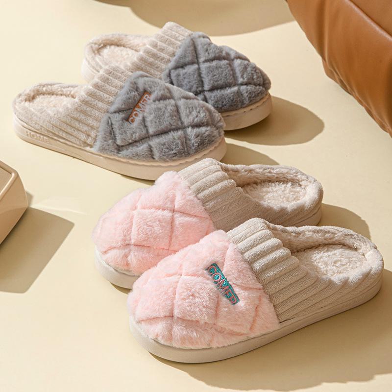 Женские зимние хлопковые тапочки - теплые, толстая подошва, бархатная подкладка, мягкие и бесшумные
