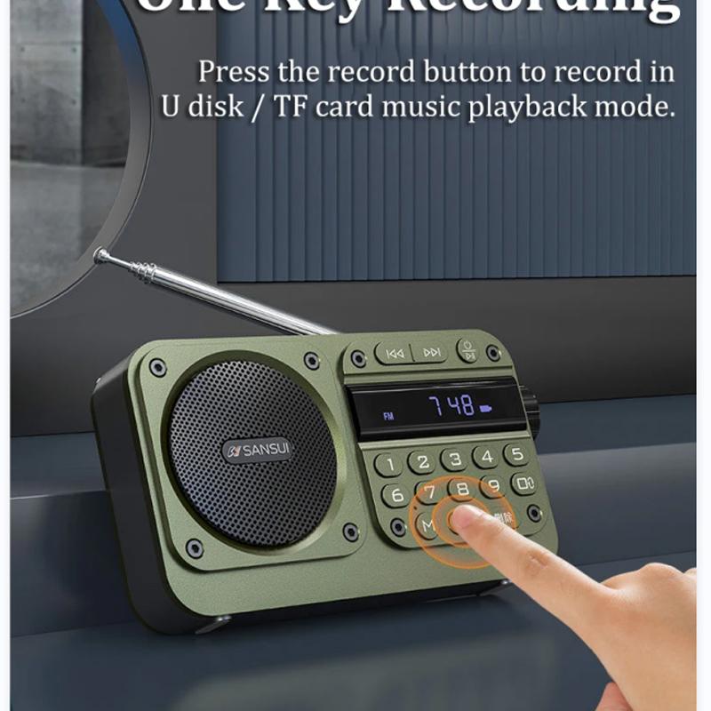 Портативный FM-радио, мини-FM-радиоприемник, уличный Bluetooth-динамик, TF-карта, USB-наушники, MP3-плеер, рекордер 70-108 МГц