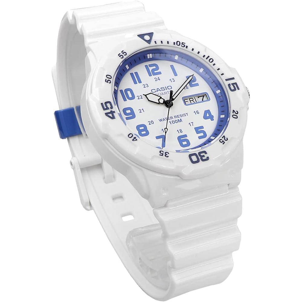 Мужские кварцевые часы Casio Standard MRW-200HC-7B2V Глянцевый белый синий цвет Зарубежная модель