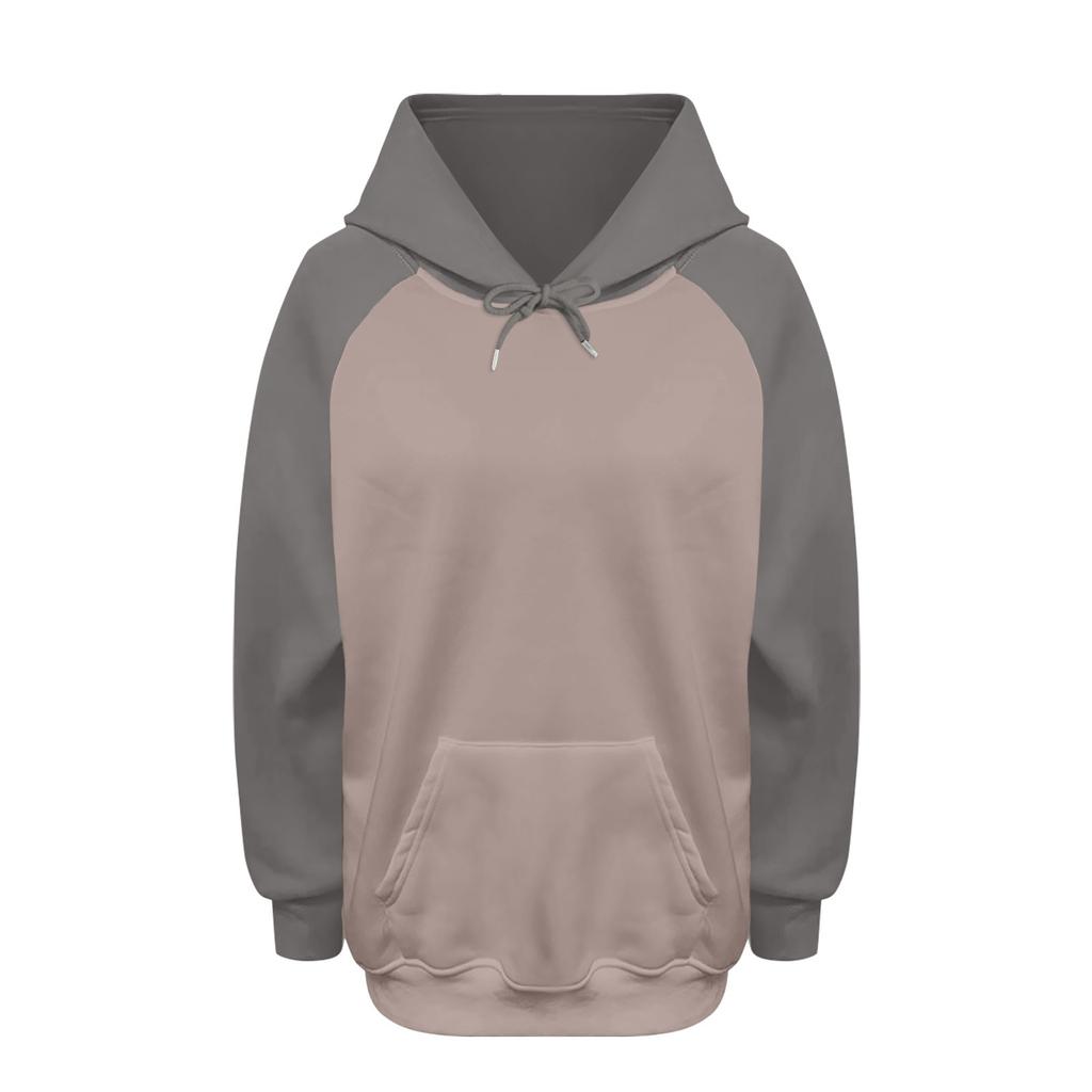 Женская мода повседневная толстовка с глубоким вырезом на плече с длинным рукавом и капюшоном в стиле пэчворк