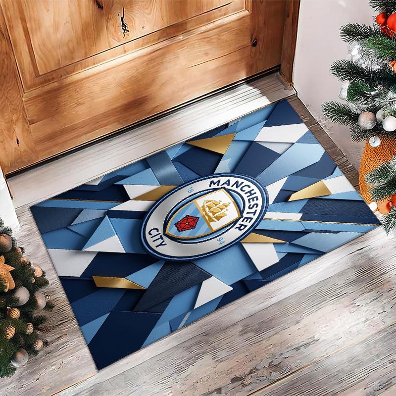 Фланелевый ковер с принтом Manchester City, нескользящий, мягкий, из полиэстера, для пола, декоративный коврик для спальни, гостиной, дивана