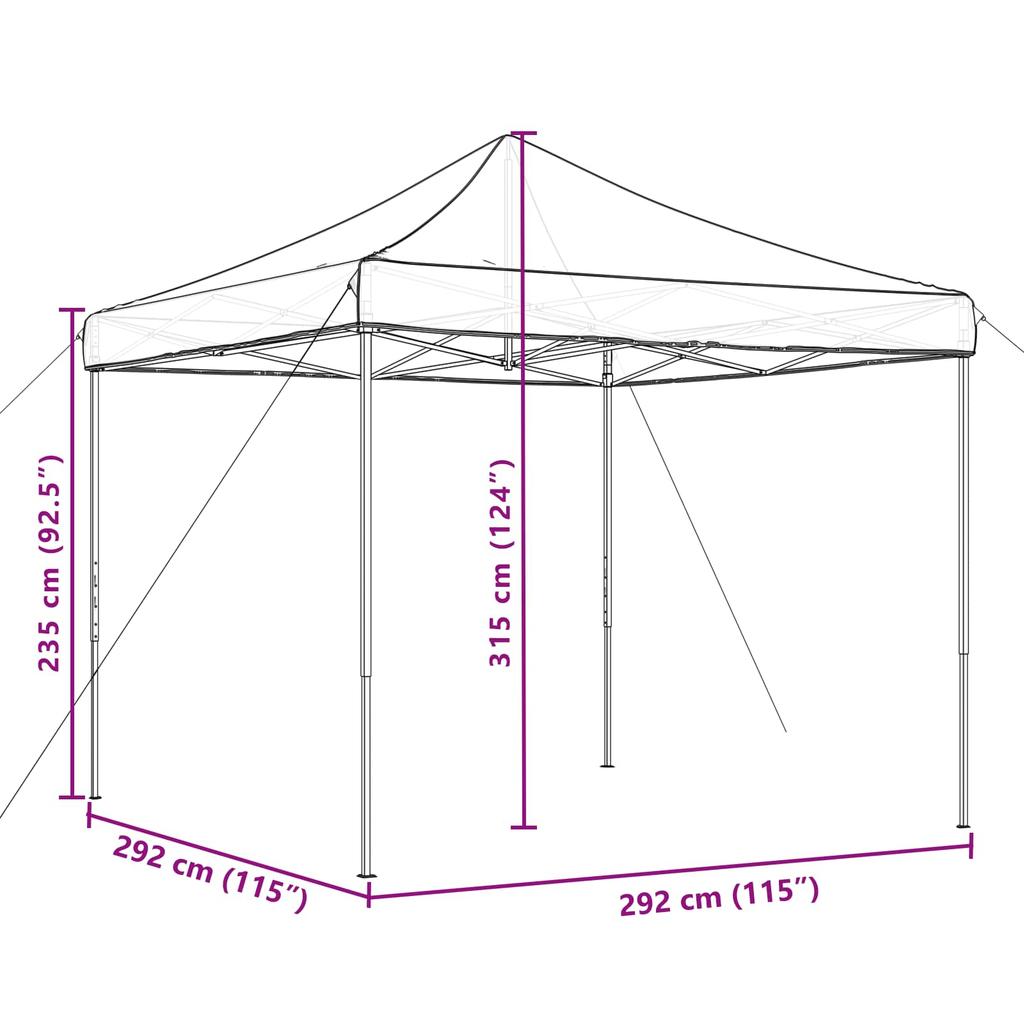 Party Tent Taupe 292 x 292 x 315 cm Oxford Fabric