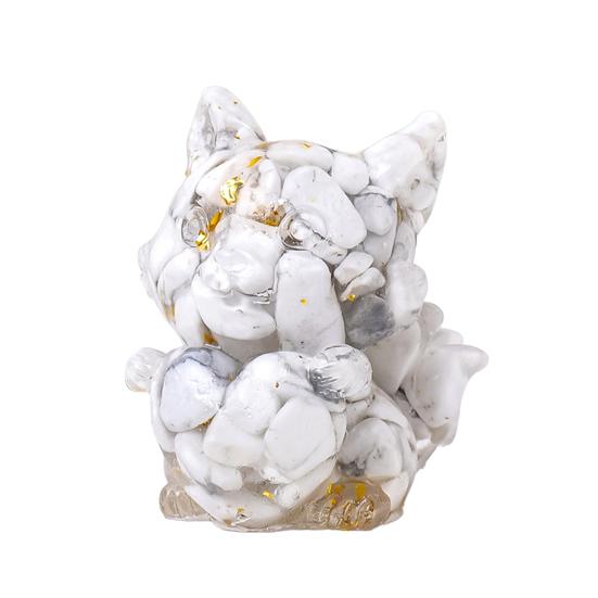 Фигурка лисы из натурального камня с девятью хвостами, позитивная целебная энергия, вырезанная вручную, цветная, искусственная хрустальная статуэтка в виде сердца любви, животное