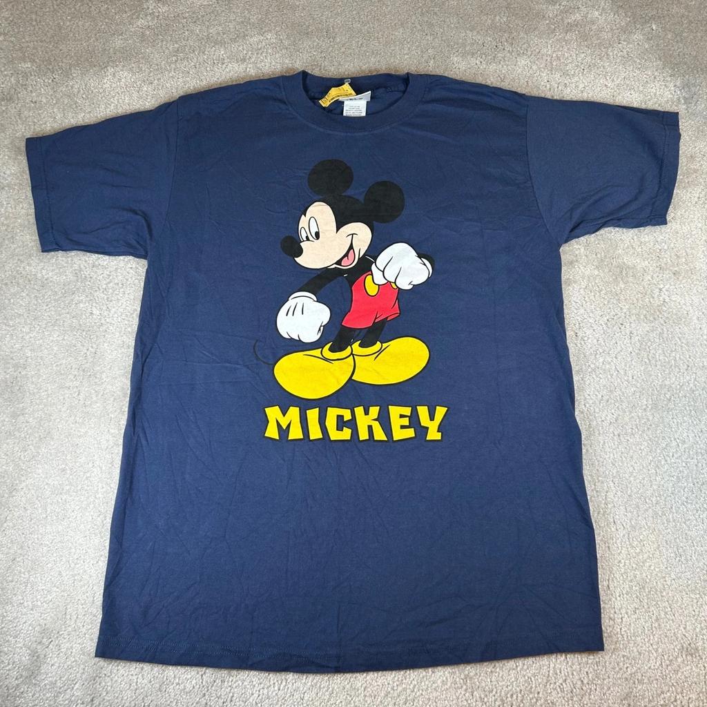 Новый со всеми бирками Винтажная футболка Y2K Walt Disney World Микки Маус Мужская L Темно-синяя С принтом США