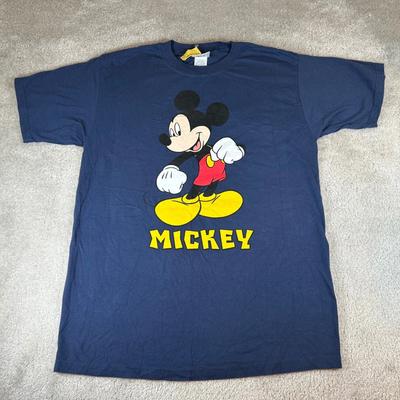 Новый со всеми бирками Винтажная футболка Y2K Walt Disney World Микки Маус Мужская L Темно-синяя С принтом США