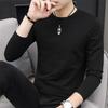 2021 Men's V-Neck Long-Sleeve White T-Shirt - Autumn/Winter Trend