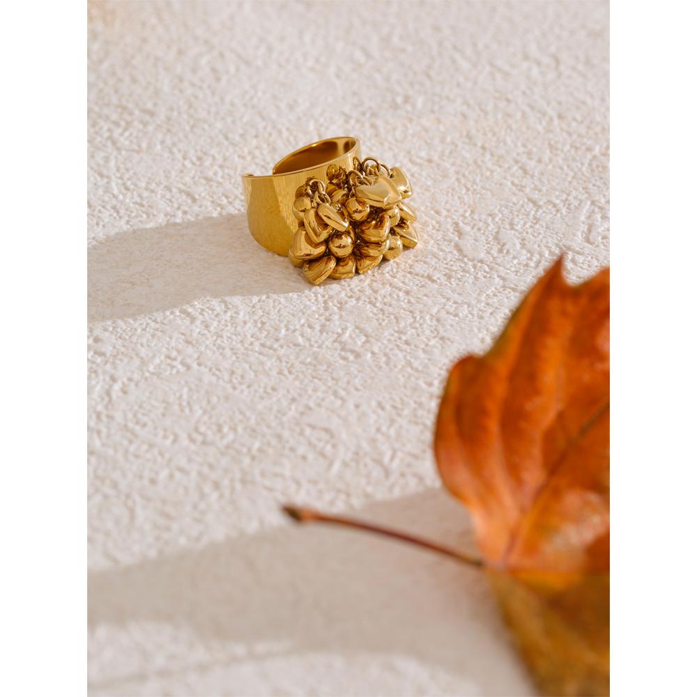 Eetit High Quality Stainless Steel Metal Heart Tassel Handmade Ring 18K Gold PVD Exclusive Design Fashion Jewelry Accessories