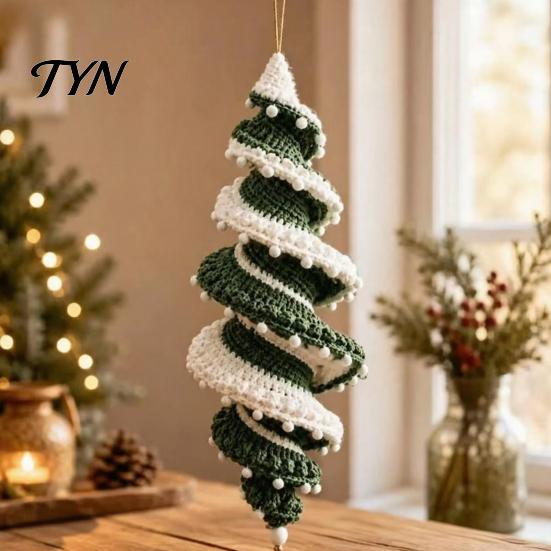 Crochet Starter Kit for Beginners Christmas Ornament Kit, DIY Spiral Tree Xmas Festive Atmosphere Decor Craft Holiday Home Decoration, Handmade