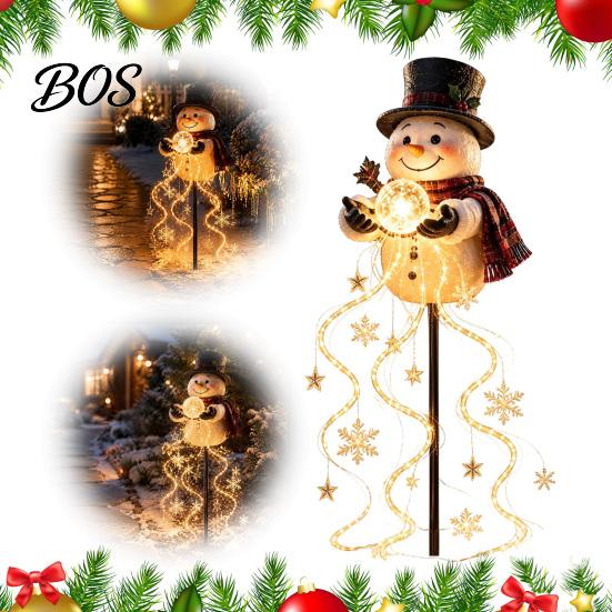 Weather Resistant Garden Decor Solar Snowman Light with Flowing Snowflakes, LED Christmas Waterfall Holiday Patio Ornaments Lighting Star Weatherproof