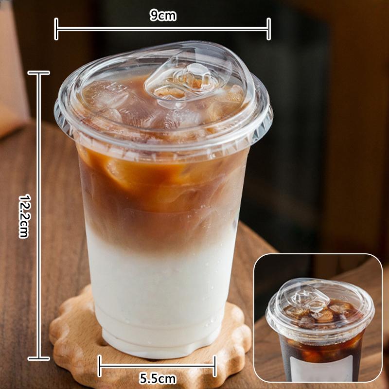 350/400/500/600Ml Clear Plastic Cups with Lids Straw Sturdy Iced Coffee Cups Disposable Plastic Smoothie Cups for Cold Drinks