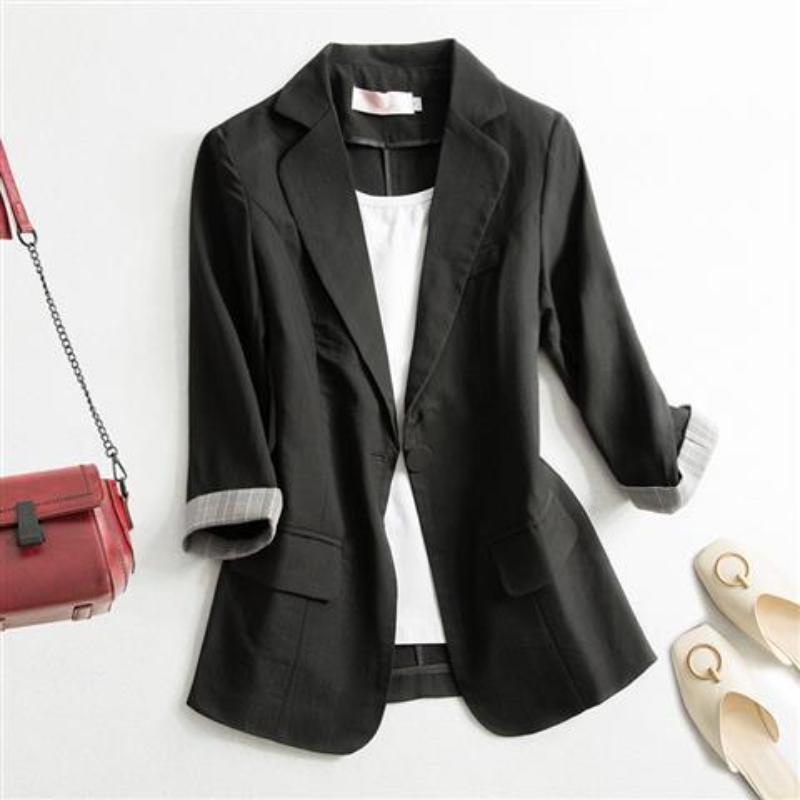 Стильный красочный повседневный пиджак для женщин, весеннее новое поступление, тонкое пальто с рукавами 3/4