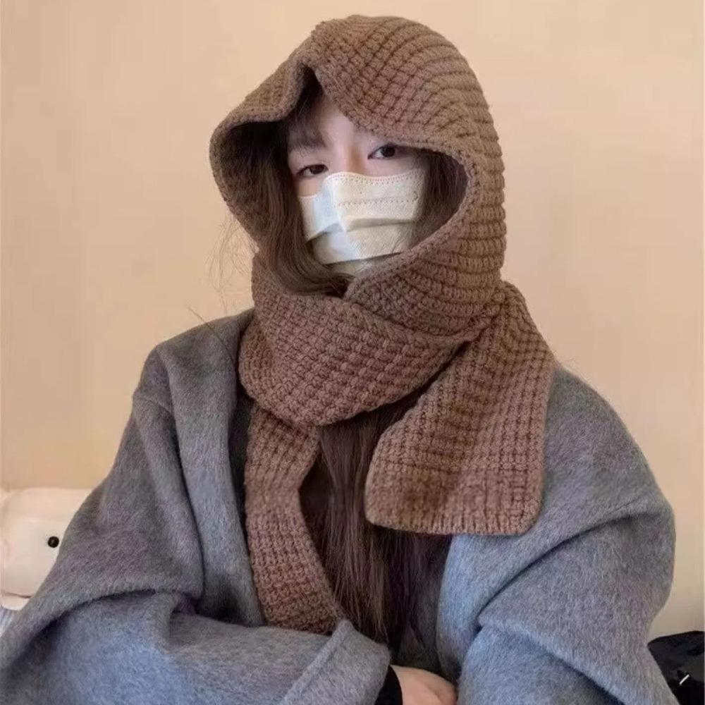 Акриловые волокна Вязаные шапки с капюшоном Треугольный зимний шейный платок Шапка Воротник для шеи Шапки-бини Шапки Работа