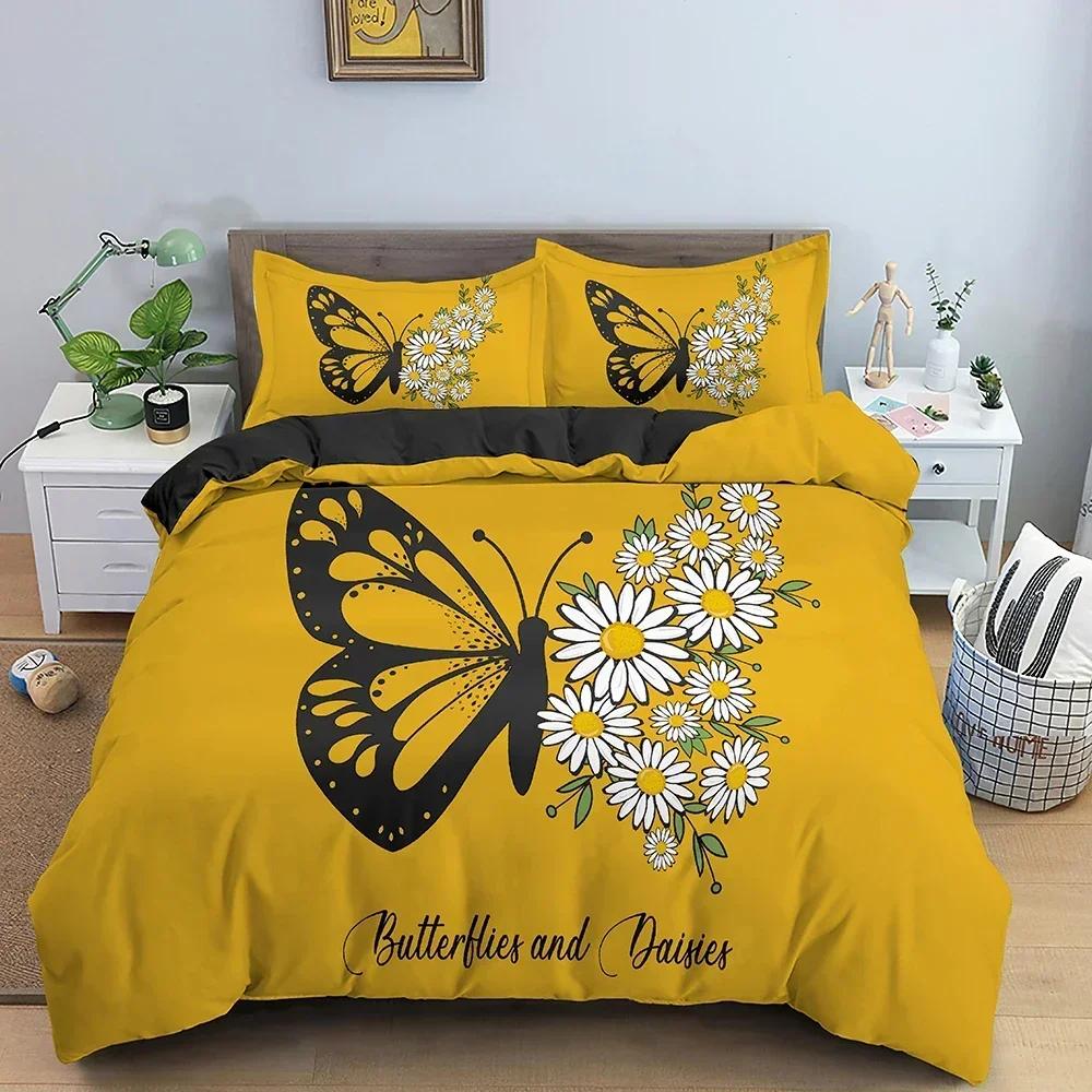 New 3D Print Butterfly Comfortable Duvet Quilt Cover Pillowcase Bedding Set Children Bedroom Decoration Home Textile