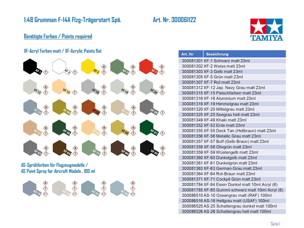 Tamiya Masterpiece Series Grumman Tomcat Launch Set Пластиковая модель 61122 1/48 № 122 F-14A (Поздний тип)