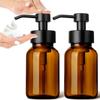 Round Foaming Soap Dispenser Thick Glass Brown Glass Jar Easy To Use Hand Pump Bottle  Liquid Soap
