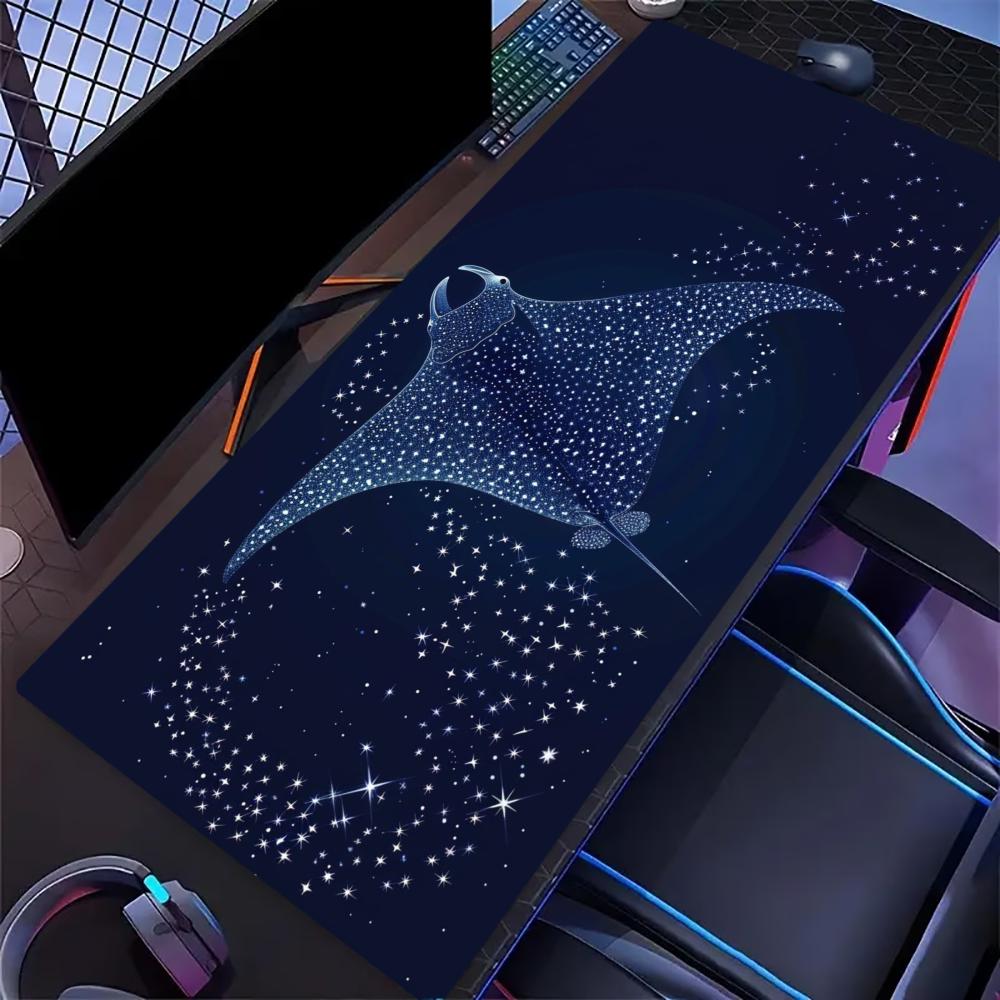 Mousepad Starry Sky Manta Ray Print Anti Slip Rubber Desk Mat Stitched Edge Keyboard Pad For Pc Laptop Gamers Table Decor