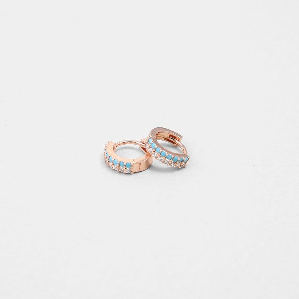 [Judy And Paul] Azuh Turquoise and Crystal Small Hoop Earrings E51505