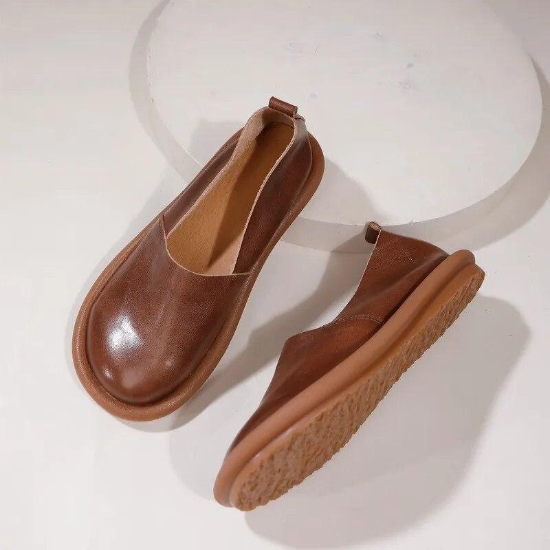 Johnature Туфли на плоской подошве в стиле ретро, ​​повседневная женская обувь на мягкой подошве с круглым носком и круглым носком, универсальная женская обувь