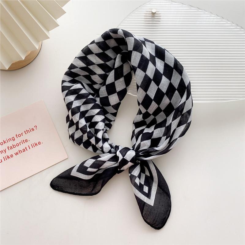 58cm Cotton Linen Women's Scarf Fashion Print for Hair and Neck Square Design