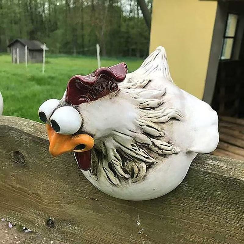 Забавная Милая Курица Забор Украшение Статуэтка Смола Сад Курица Курица Скульптура Поделка Двор Дом Декор Украшение Подарок