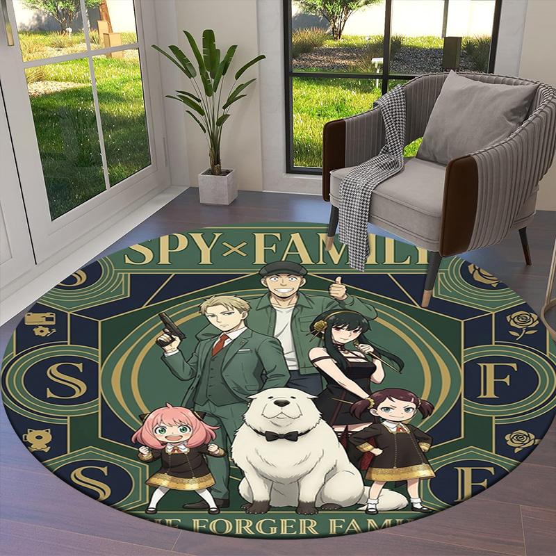 Ковер круглый Spy Family Ковер для гостиной, спальни, дивана, игровой комнаты Декор Нескользящий коврик для пола