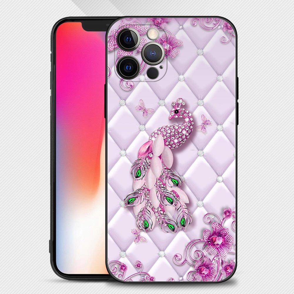 Розовый фиолетовый чехол для телефона с блестящим узором для Apple Iphone 14 13 12 11 Pro Max 13 12 Mini Xs Max Xr X 7 8 Plus 6 6s Shell