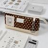 PU Leather Pen Bag Brown Pencil Pouch Waterproof Stationery Bag  School Office