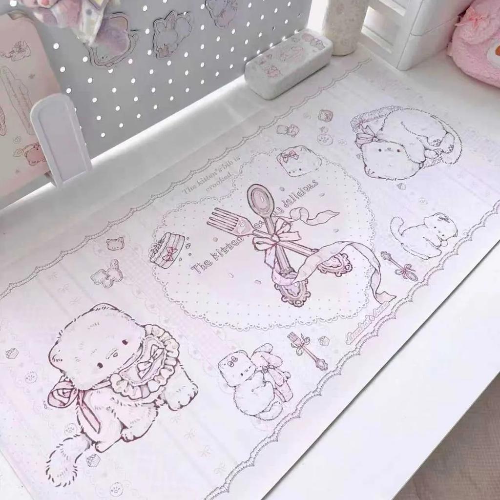 Розовый Милый Котенок Кожаный PU Коврик для Мыши Офисный Настольный Коврик Коврик для Мыши Компьютерный Скоростной Тип Ковровый Коврик Игровой Ноутбук Клавиатура