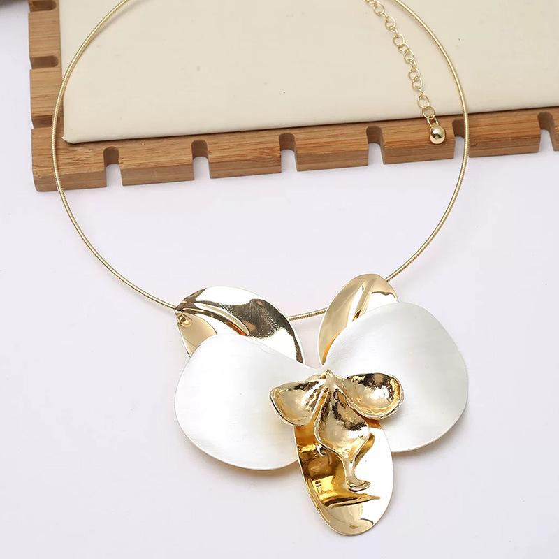 Tooxika Преувеличенная Личность Металлический Глянцевый Капля Масла Цветок Магнолии Колье Мода Темперамент Ключичная Цепочка