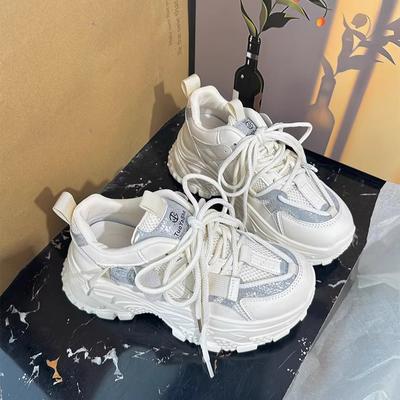 Женская обувь Daddy Shoes из натуральной кожи, весна-лето, новые сетчатые дышащие кроссовки на увеличенной платформе для отдыха