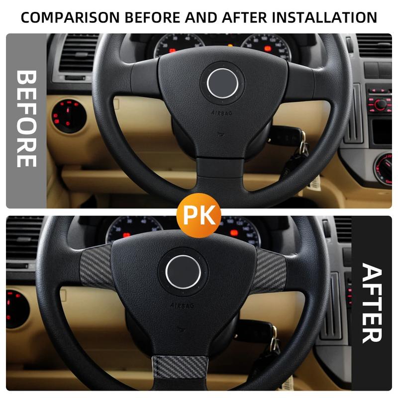3pcs Steering Wheel Decorative Covers Set ABS Resin Steering Wheel Protection Covers For Volkswagen Golf 5 MK5, Passat B6