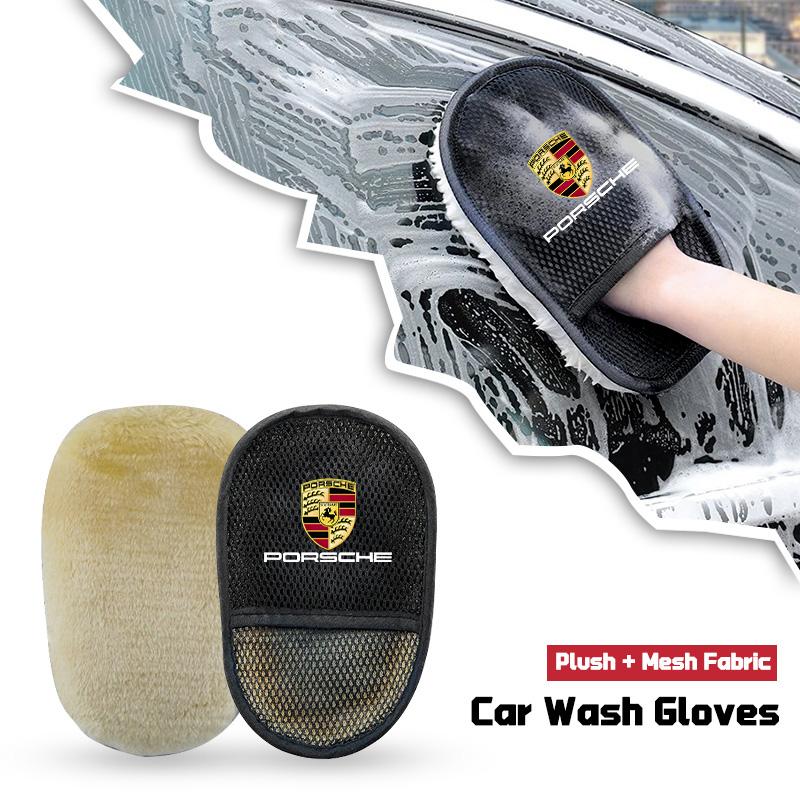 1 шт. Перчатки для мытья автомобиля из шерсти, бархатные, утолщенные, с кашемировой шерстью, протирочные перчатки для автомобиля, для Porsche Cayenne Panamera Macan 911 718 Taycan