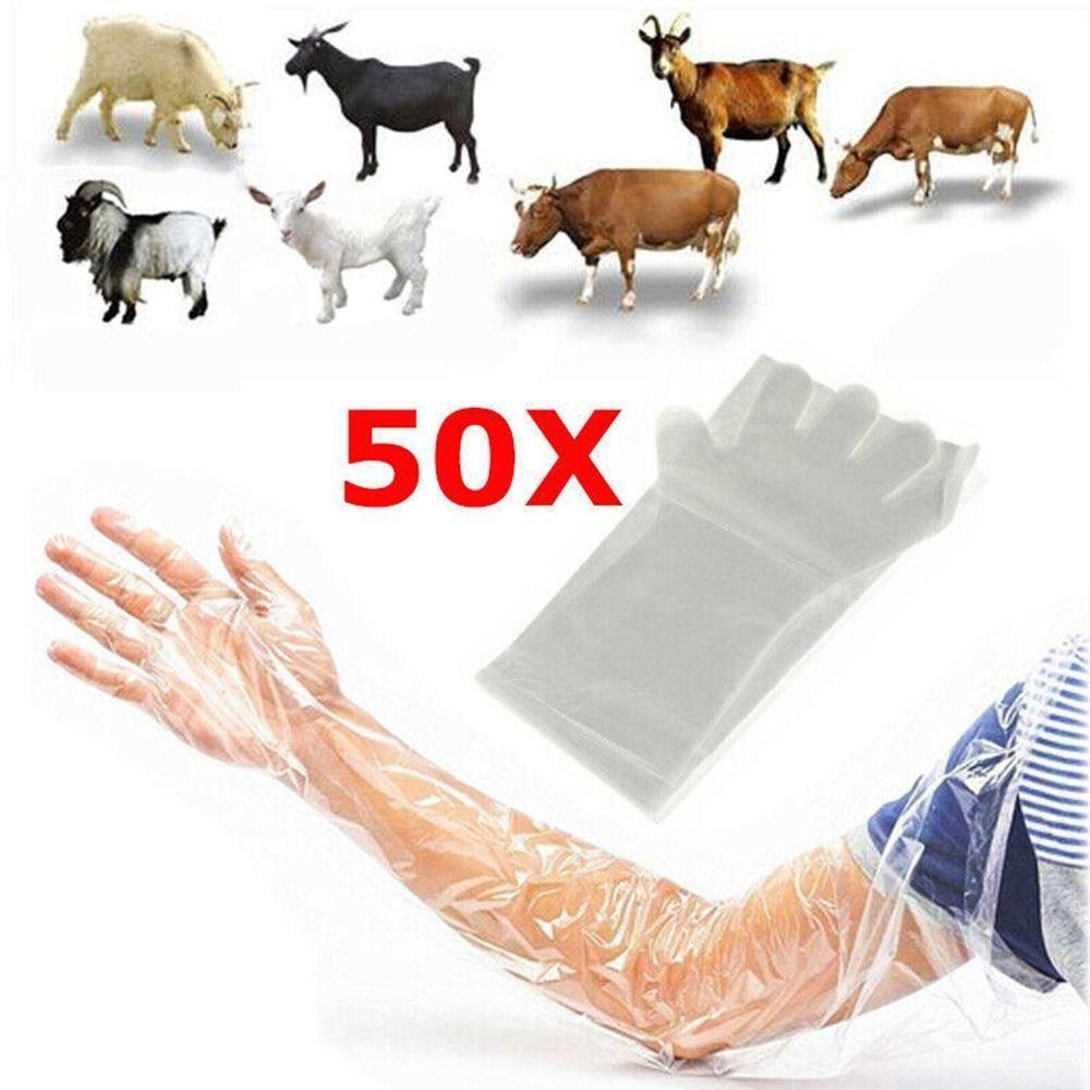 50Pcs Plastic Long Arm Glove Disposable Plastic Glove Non-toxic Farm Glove Artificial Insemination