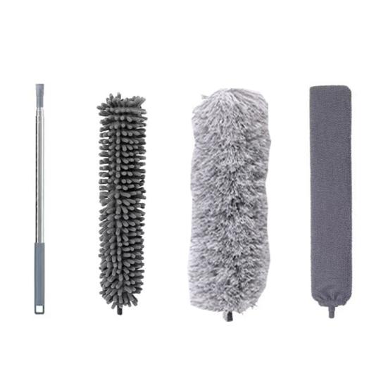 Extendable Microfiber Duster Brush with Retractable Handle Replaceable Brush Heads Multifunctional Cleaning Tool