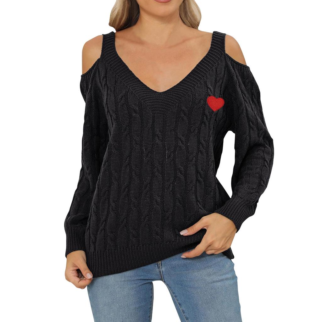 Женский повседневный модный удобный глубокий V-образный вырез, сексуальный свободный пуловер с открытыми плечами, свитер, женские топы