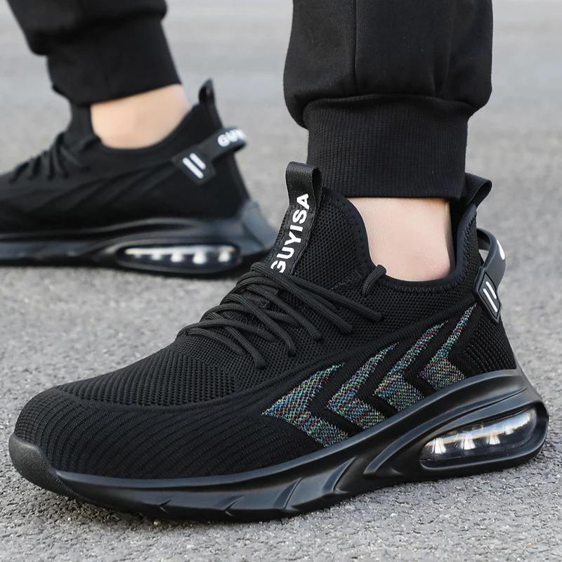 Защитная обувь для мужчин, рабочие кроссовки с воздушной подушкой, мужская и женская рабочая обувь, защитные ботинки со стальным подноском, непрокалываемая, неубиваемая обувь